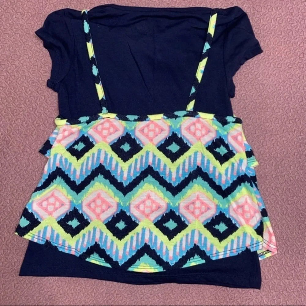 Justice top flowy with‎ beading blue Navajo print 8